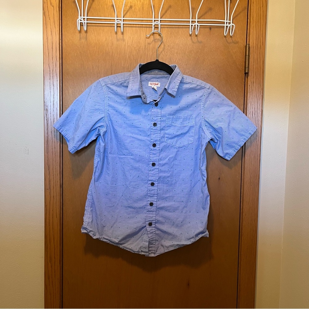 Cat & Jack Blue Casual Button Down Shirt Large 12/14
